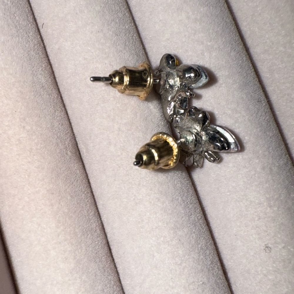 Vintage Silver Butterfly Purple Gemstone Stud Earrings - Picture 11 of 11